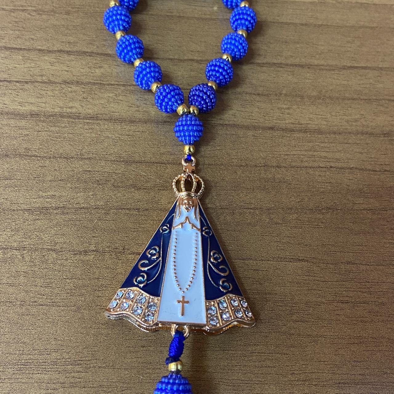 DEZENA PARA CARRO NOSSA SENHORA APARECIDA AMORA AZUL MOD1 10MM (3 UNIDADES)