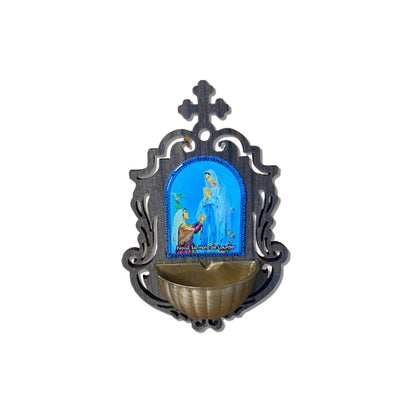 PORTA AGUA BENTA MDF NOSSA SENHORA DE LOURDES 16CM (1 UNIDADE)