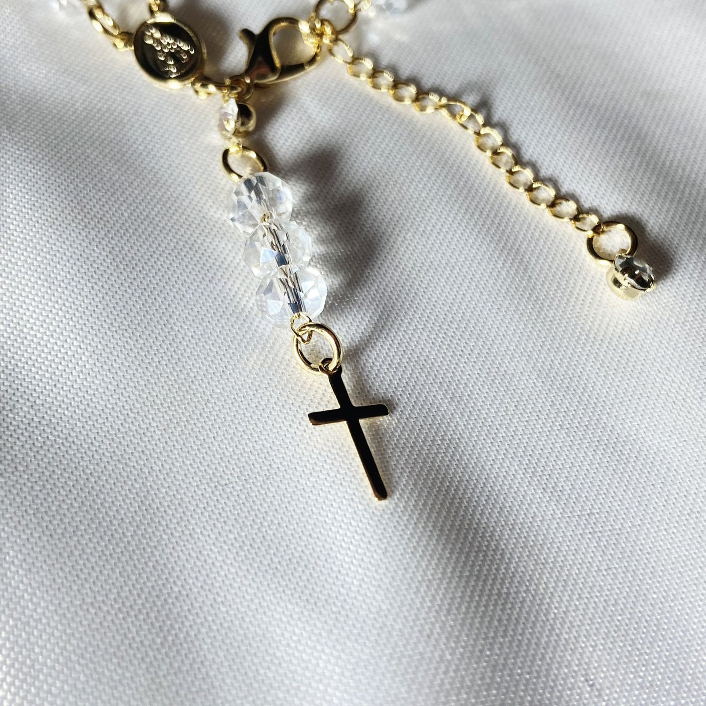 TERÇO PULSEIRA CRISTAL TRANSPARENTE (3 UNIDADES)