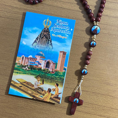 TERÇO DE MADEIRA NOSSA SENHORA APARECIDA 7 MEDALHAS (3 UNIDADES)