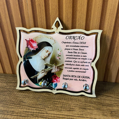 PORTA CHAVE RESINADO SANTA RITA 14CM (1 UNIDADE)