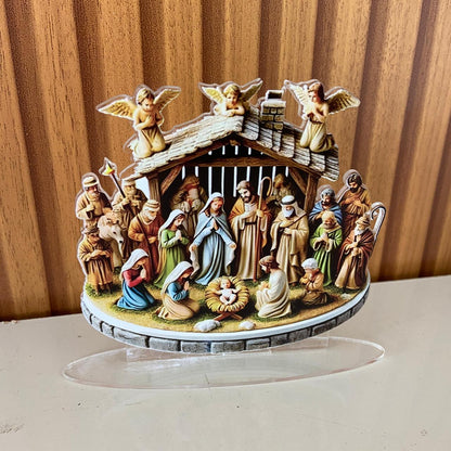 ADORNO DE MESA ACRÍLICO RESINADO PRESÉPIO 10,5CM (1 UNIDADE)