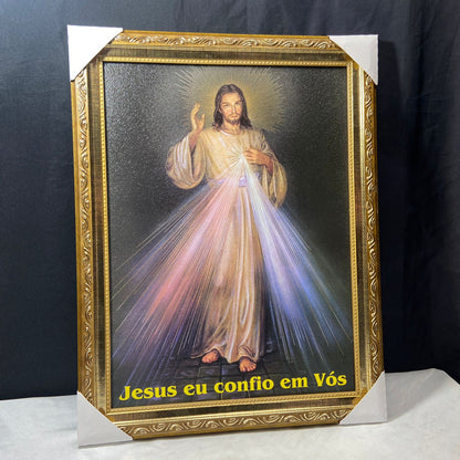 QUADRO COM MOLDURA RESINADO JESUS MISERICORDIOSO 45CMX35CM (1 UNIDADE)