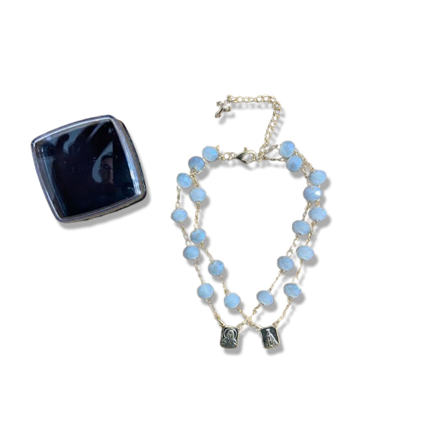 PULSEIRA ESCAPULARIO CRISTAL CINZA (3 UNIDADES)