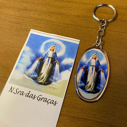 CHAVEIRO METAL OVAL RESINADO NOSSA SENHORA DAS GRAÇAS (6 UNIDADES)