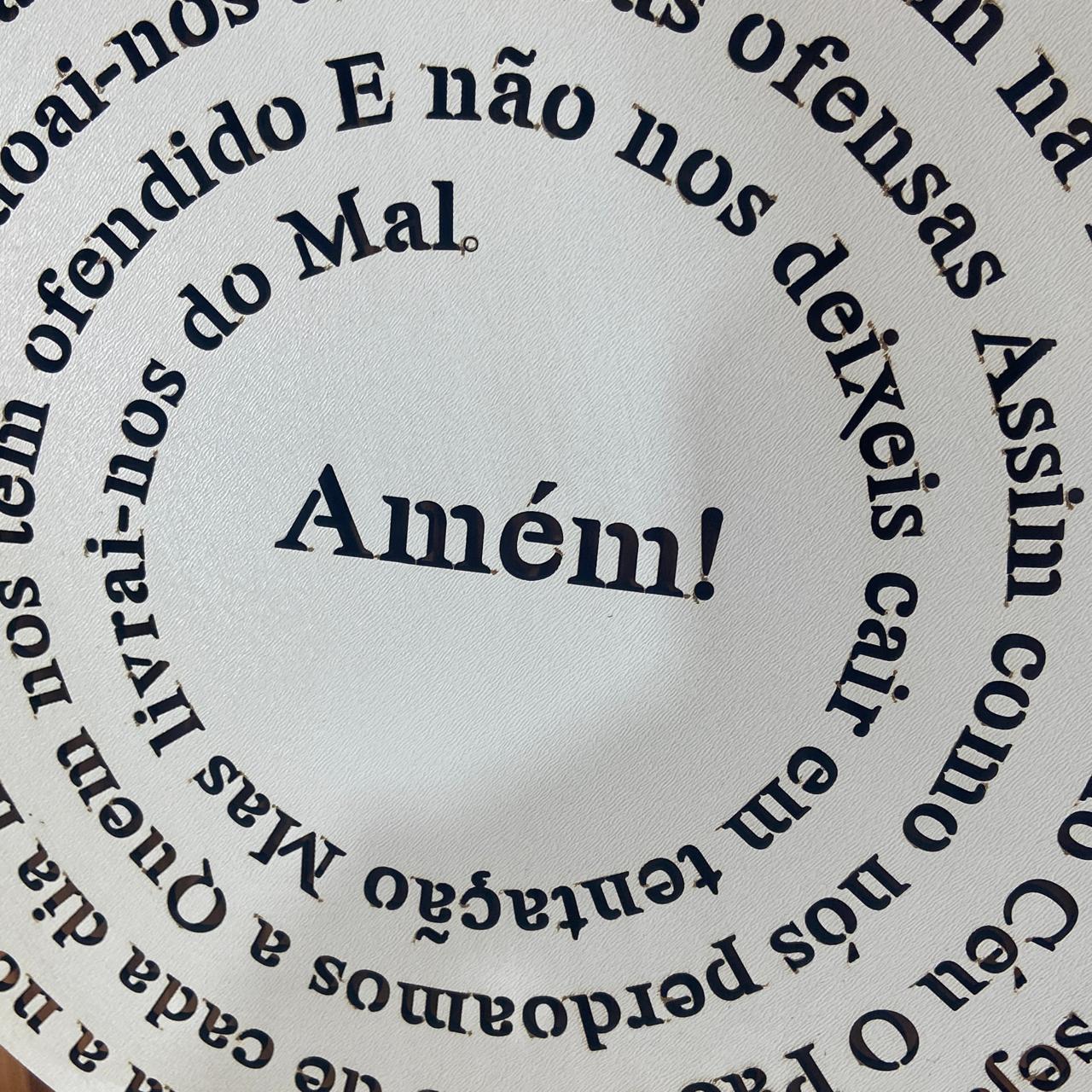 MANDALA MDF BRANCA ORAÇÃO DO PAI NOSSO 30CM (1 UNIDADE)