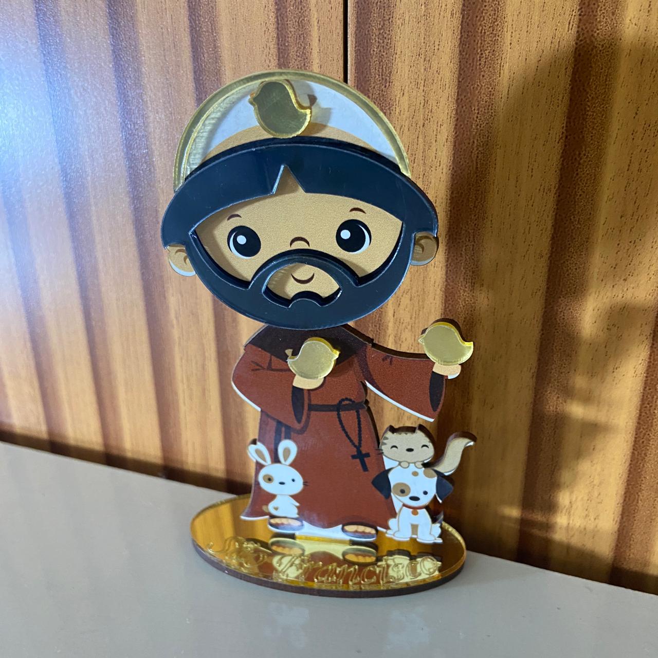 IMAGEM MDF INFANTIL SÃO FRANCISCO DE ASSIS COM ACRÍLICO 12CM (1 UNIDADE)