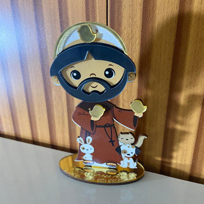 IMAGEM MDF INFANTIL SÃO FRANCISCO DE ASSIS COM ACRÍLICO 12CM (1 UNIDADE)