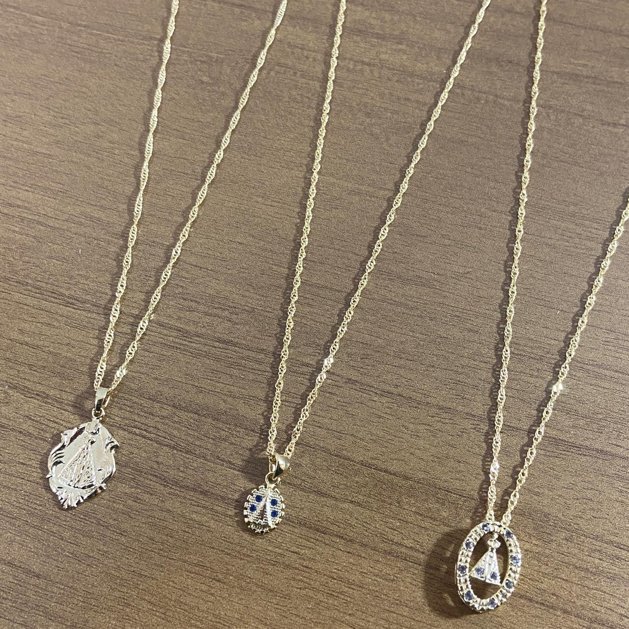 CORRENTE DOURADA NOSSA SENHORA APARECIDA MODELOS SORTIDOS MOD2 (3 UNIDADES)