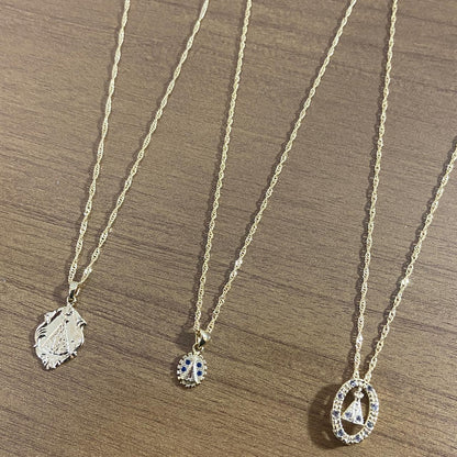 CORRENTE DOURADA NOSSA SENHORA APARECIDA MODELOS SORTIDOS MOD2 (3 UNIDADES)