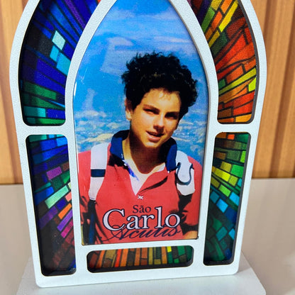 CAPELA MDF VITRAL SÃO CARLO ACUTIS 18CM (1 UNIDADE)