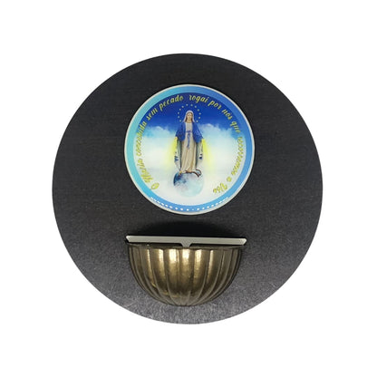 PORTA AGUA BENTA MDF REDONDO NOSSA SENHORA DAS GRAÇAS 15CM (1 UNIDADE)