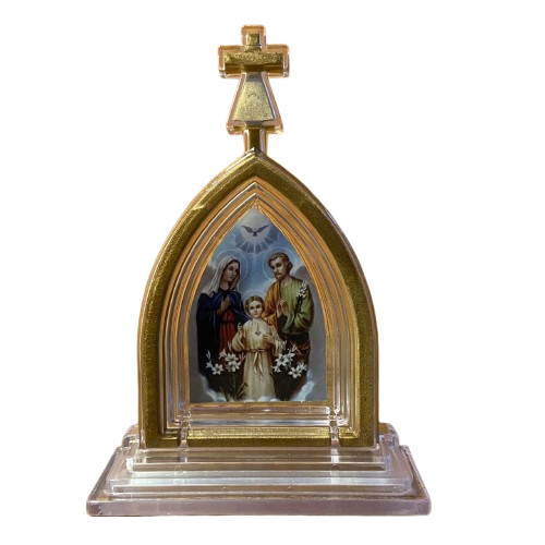 CAPELA ACRÍLICA G SAGRADA FAMÍLIA TRANSPARENTE 18X12 CM (1 UNIDADE)