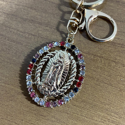 CHAVEIRO LUXO NOSSA SENHORA DE GUADALUPE COM STRASS COLORIDO  (6 UNIDADES)