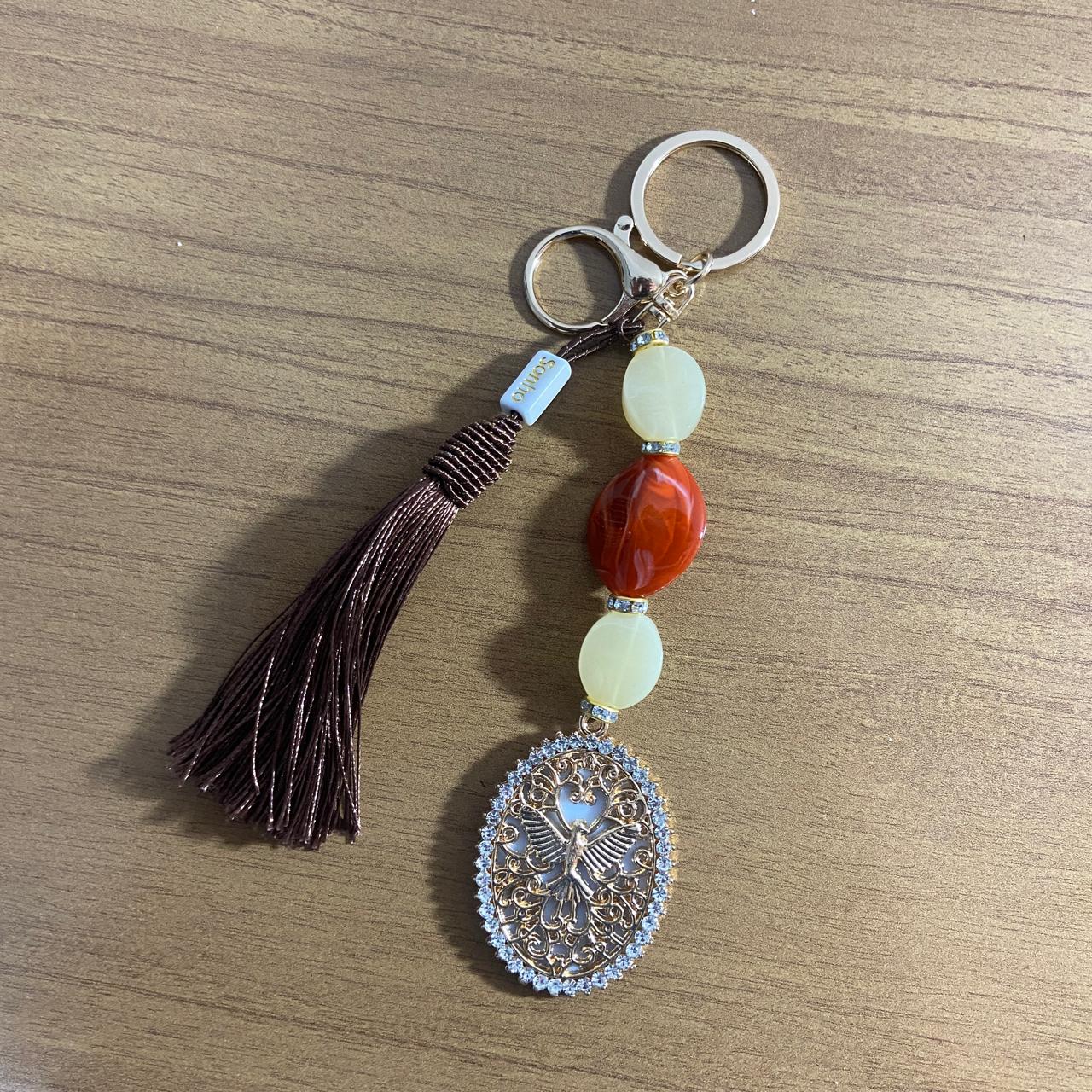 CHAVEIRO DE PEDRARIAS DIVINO ESPÍRITO SANTO COM STRASS (1 UNIDADE)