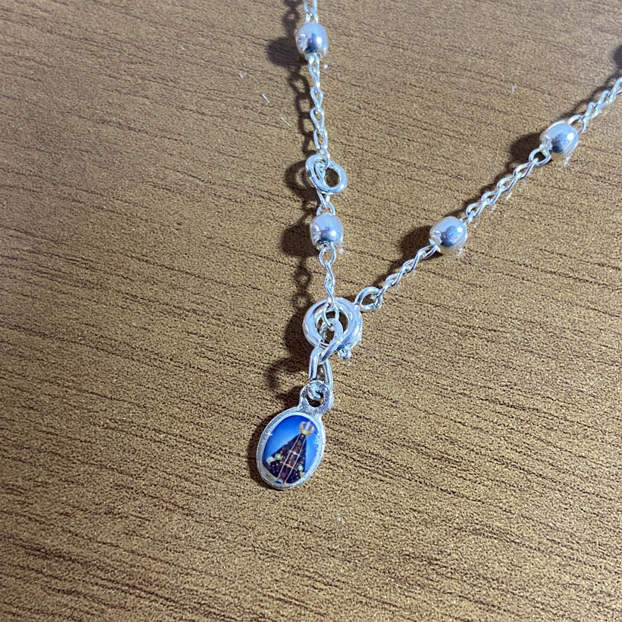 PULSEIRA PRATEADA PINGENTE NOSSA SENHORA APARECIDA  (01 UNIDADE)