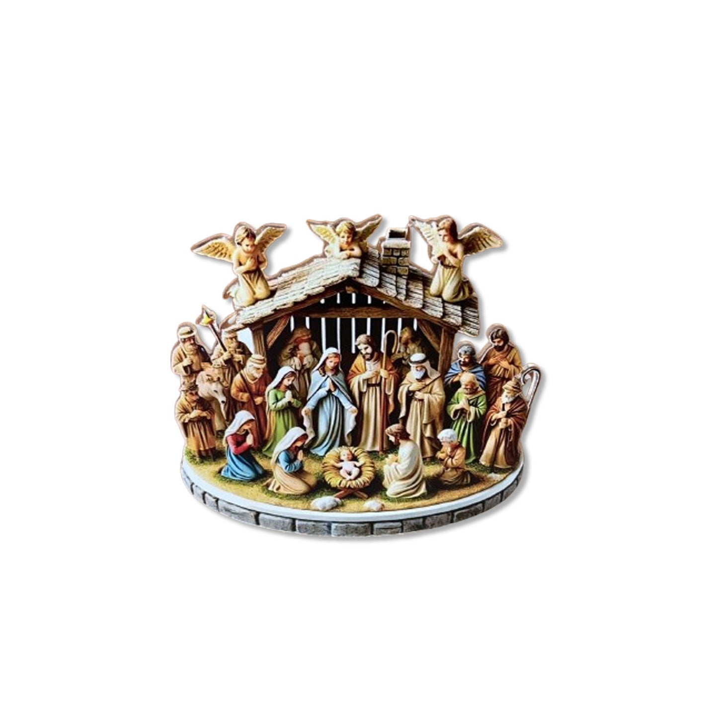 ADORNO DE MESA ACRÍLICO RESINADO PRESÉPIO 10,5CM (1 UNIDADE)