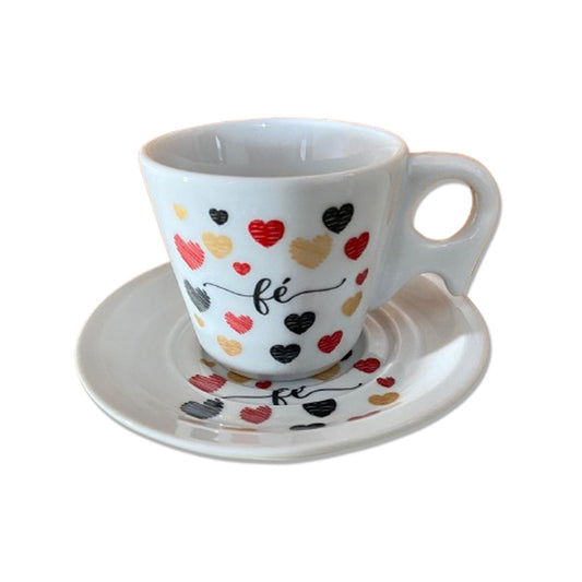 XÍCARA COM PIRES FÉ 200ML  (1 UNIDADE)