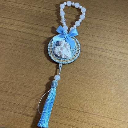 DEZENA PÉROLA MEDALHÃO SAGRADA FAMÍLIA DE RESINA 12MM (1 UNIDADE)