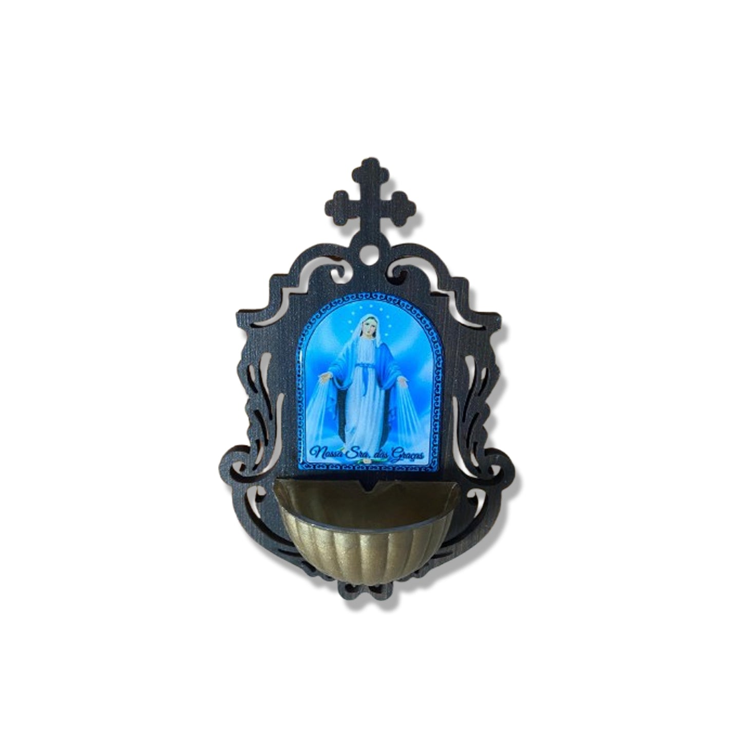 PORTA AGUA BENTA MDF NOSSA SENHORA DAS GRAÇAS 16CM (1 UNIDADE)