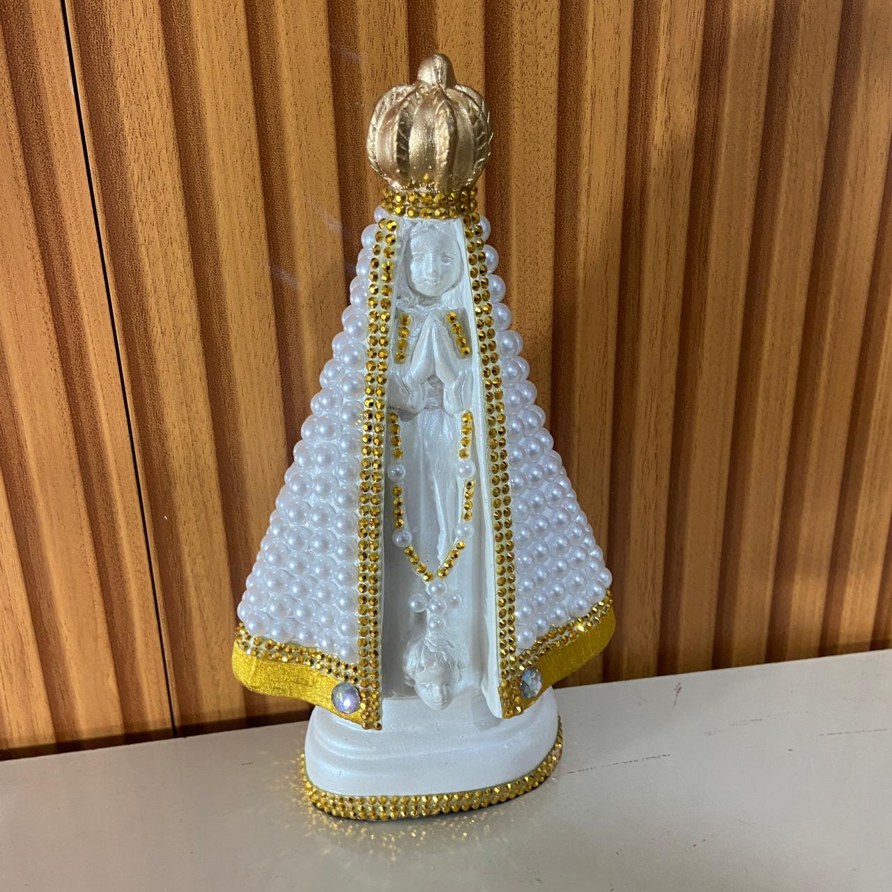 IMAGEM DE GESSO NOSSA SENHORA APARECIDA PÉROLA BRANCA 23CM (1 UNIDADE)