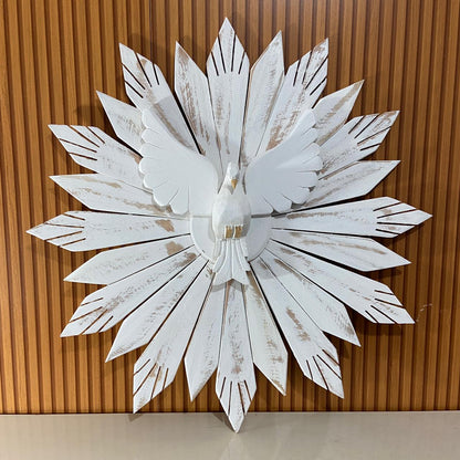 MANDALA MADEIRA BRANCA DIVINO ESPIRITO SANTO  75X71CM (1 UNIDADE)