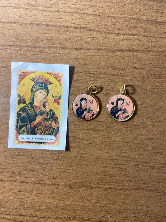 MEDALHA DUPLA FACE NOSSA SENHORA DO PERPÉTUO SOCORRO (12 UNIDADES)