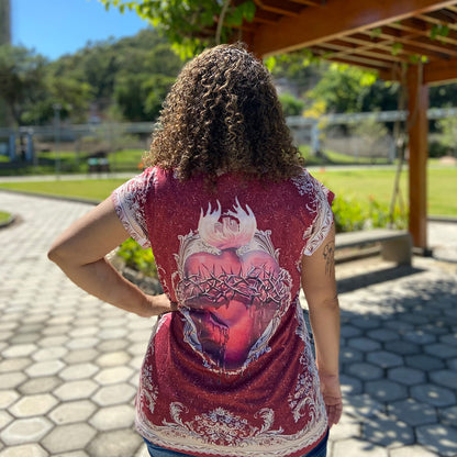 CAMISETA RELIGIOSA SAGRADO CORAÇÃO DE JESUS TAMANHO:M (1 UNIDADE)