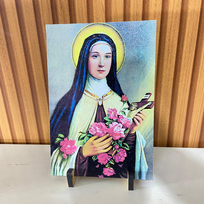 PLAQUINHA DE MESA MDF RESINADO SANTA TERESINHA  19CM x 13CM  (1 UNIDADE)