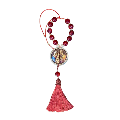 DEZENA PEDRARIAS MEDALHÃO DE RESINADO  SAGRADA FAMÍLIA  17MM (1 UNIDADE)