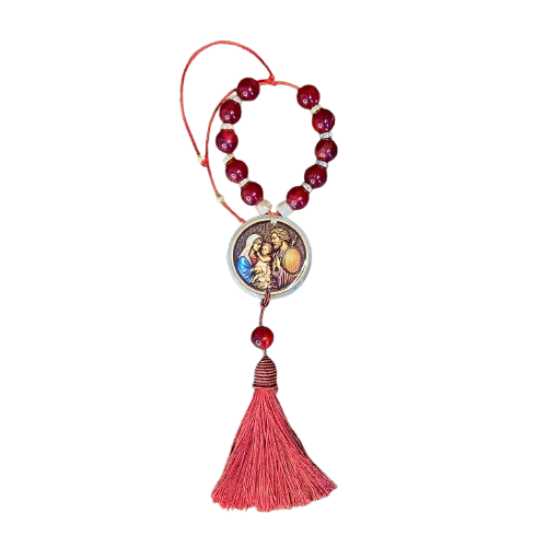 DEZENA PEDRARIAS MEDALHÃO DE RESINADO  SAGRADA FAMÍLIA  17MM (1 UNIDADE)