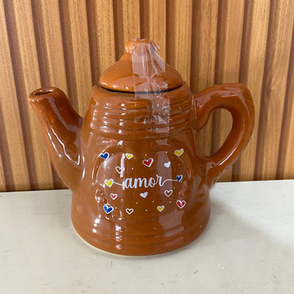BULE DE PORCELANA MARROM AMOR 600ML (1 UNIDADE)