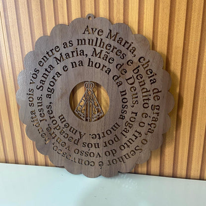 MANDALA MDF TABACO ORAÇÃO AVE MARIA 30CM (1 UNIDADE)