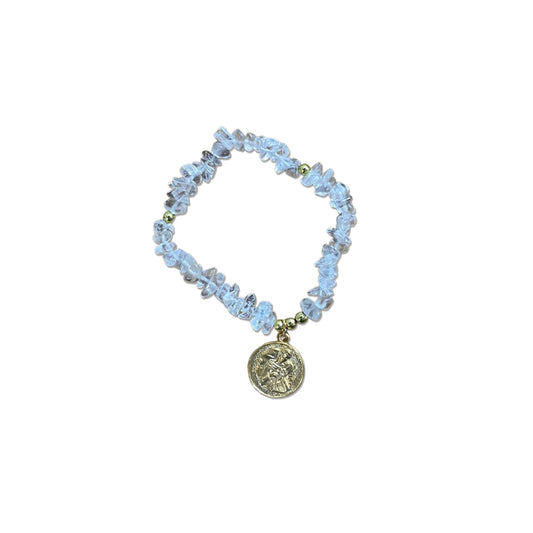 PULSEIRA CRISTAL NOSSA SENHORA  DESATADORA DOS NÓS E DIVINO ESPÍRITO SANTO  ( 1 UNIDADE)