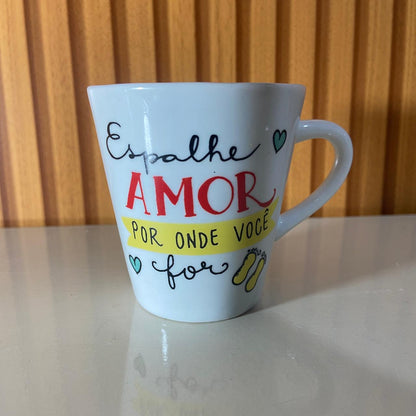 XÍCARA BRANCA ESPALHE O AMOR... 120ML (1 UNIDADE)