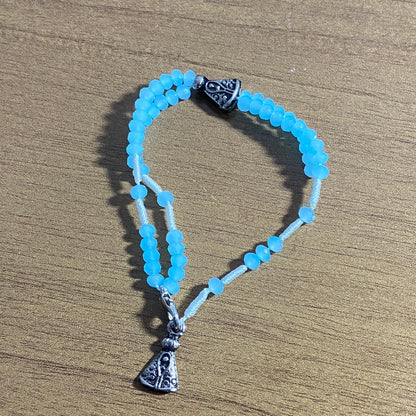 TERÇO PULSEIRA CRISTAL NOSSA SENHORA APARECIDA AZUL BEBÊ  (3 UNIDADES)