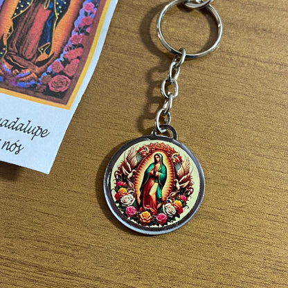 CHAVEIRO METAL DUPLA FACE COM MOSQUETE NOSSA SENHORA DE GUADALUPE (6 UNIDADES)