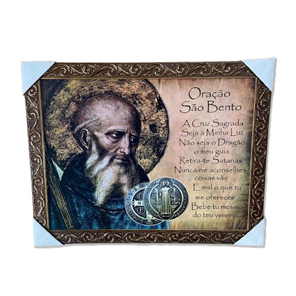 QUADRO COM MOLDURA RESINADO SÃO BENTO 34CMX44CM (1 UNIDADE)