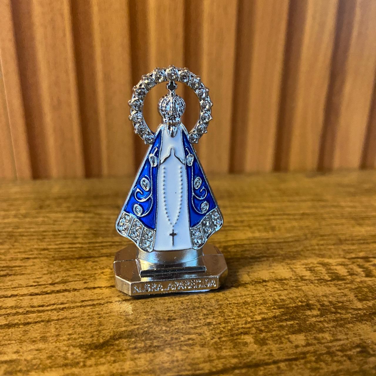 IMAGEM NOSSA SENHORA APARECIDA PARA CARRO PRATA COM AURÉOLA (12 UNIDADES)