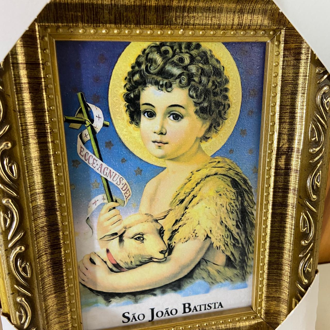 QUADRO COM MOLDURA RESINADO SÃO JOÃO BATISTA MENINO 20,5X15,5 (1 UNIDADE)