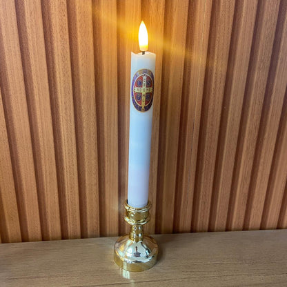 VELA ELETRÔNICA PALITO COM PEDESTAL MEDALHA SÃO BENTO 25CM (1 UNIDADE)