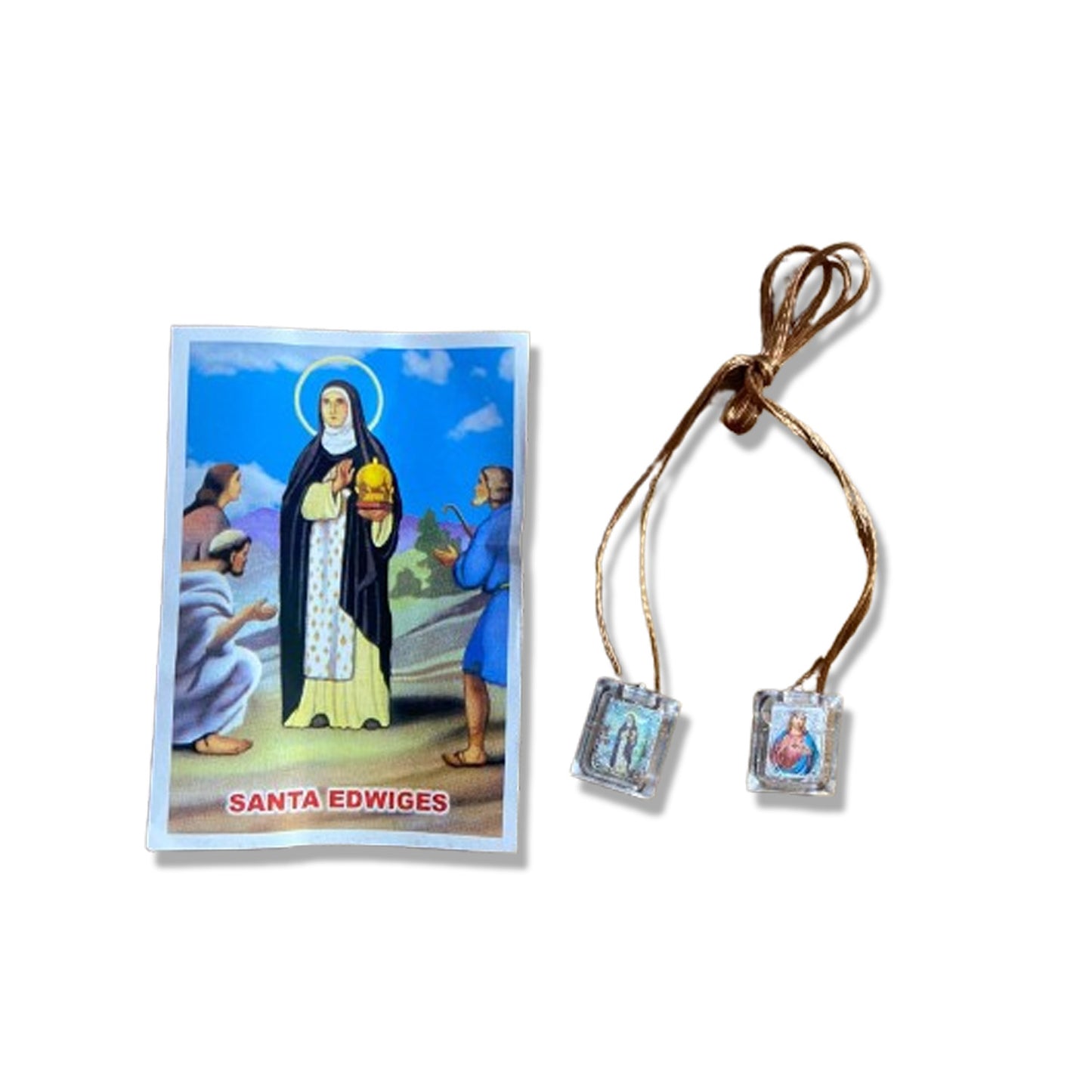 ESCAPULÁRIO CORDINHA SANTA EDWIGES E SAGRADO CORAÇÃO DE JESUS (12 UNIDADES)