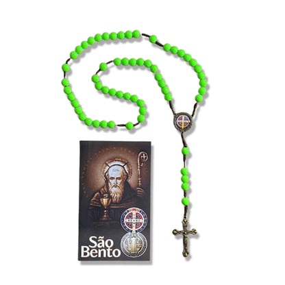 TERÇO PÉROLA VERDE CAMPISTA MEDALHA SÃO BENTO 10MM (1 UNIDADE)