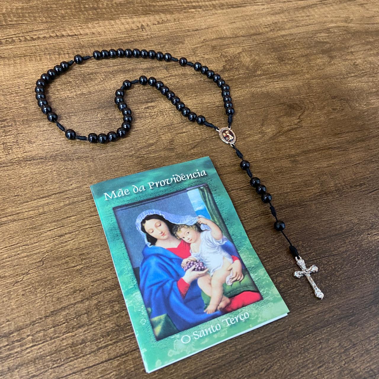 TERÇO PÉROLA PRETA DIVINA PROVIDÊNCIA 8MM (1 UNIDADE)