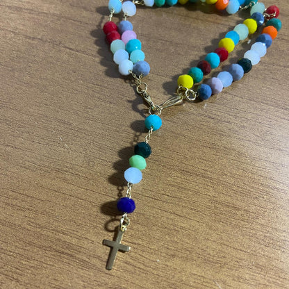 TERÇO PULSEIRA CRISTAL COLORIDA  (3 UNIDADES)