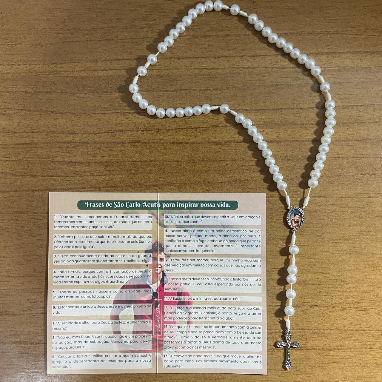 TERÇO PÉROLA CARLO ACUTIS 8MM (1 UNIDADE)