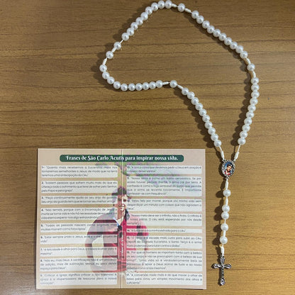 TERÇO PÉROLA CARLO ACUTIS 8MM (1 UNIDADE)