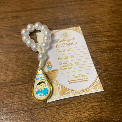 DEZENA DE DEDO PEROLA GOTA LEMBRANÇA BATISMO AZUL 6MM (6 UNIDADES)