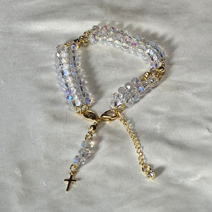 TERÇO PULSEIRA CRISTAL FURTA-COR (3 UNIDADES)
