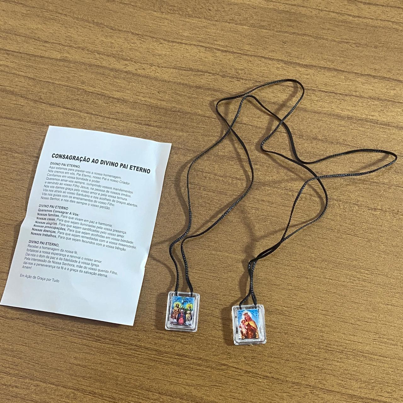 ESCAPULÁRIO CORDINHA NOSSA SENHORA DO CARMO E DIVINO PAI ETERNO (12 UNIDADES)